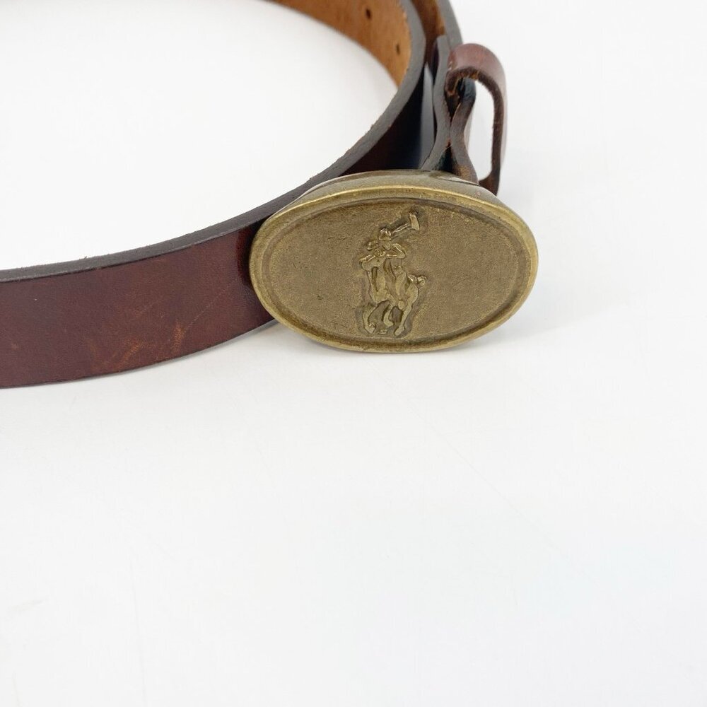 Vintage Ralph Lauren Leather Children’s Belt Brass Buckle Genuine Leather - Picture 2 of 10